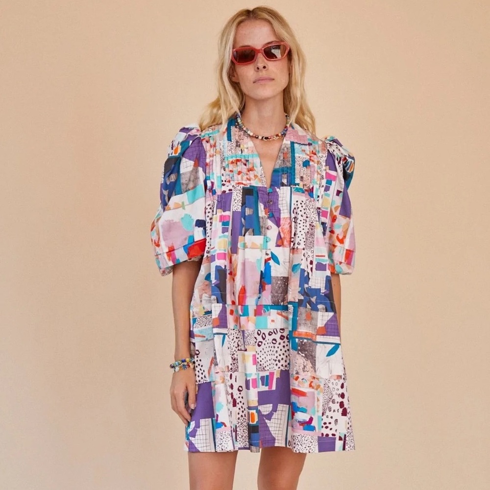 HUNTER BELL Jenkins Dress in Patchwork size M - Picture 4 of 5
